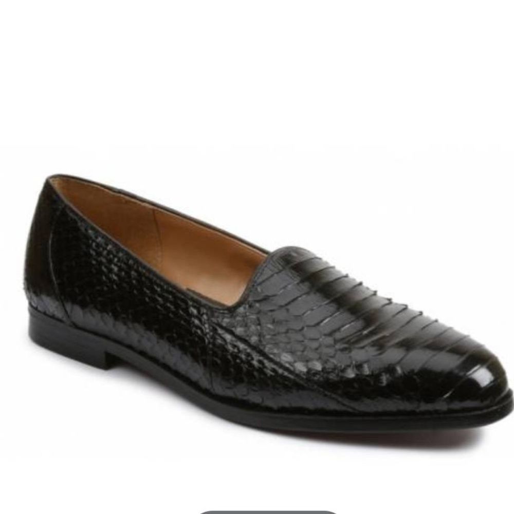 Giorgio Brutini Faulkner men's size 12 snakeskin slip on luxury loafer black glo